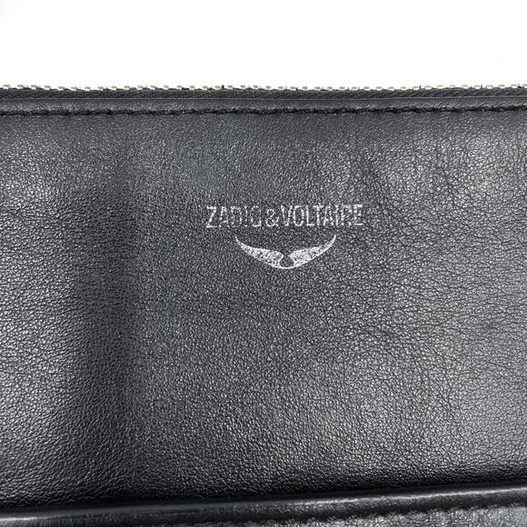 Zadig & Voltaire Panglo Zip Bag Clutch Black Noir Leather Crossbody - Picture 5 of 9